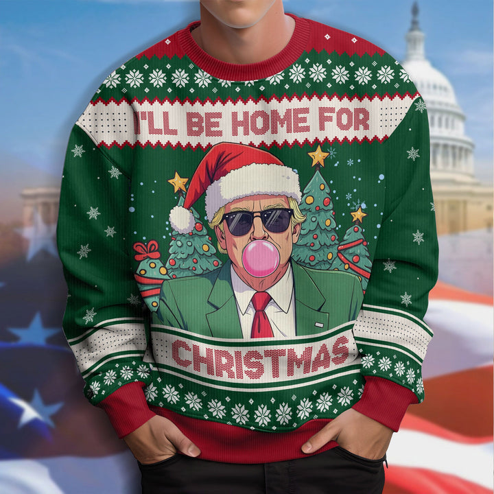 I'll Be Home for Christmas Ugly Sweater For Trump Supporter N369 HA75 63726