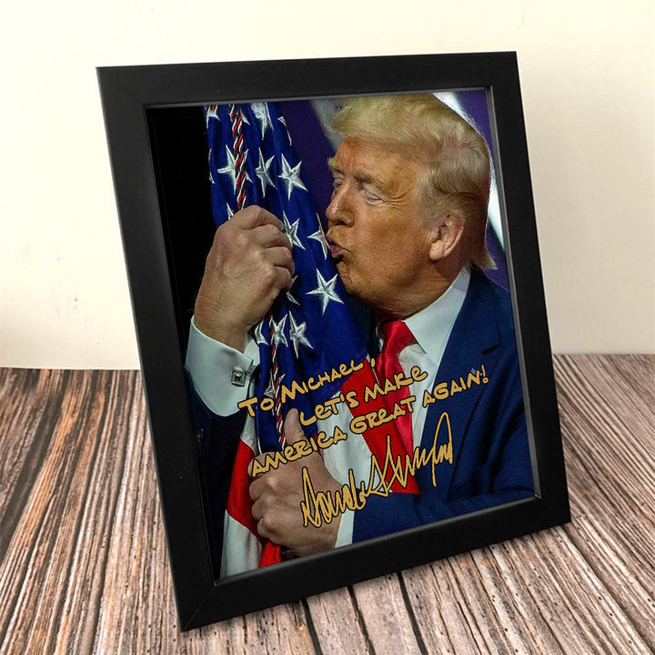 President Donald Trump Hugging Flag Picture Frame HA75 63632