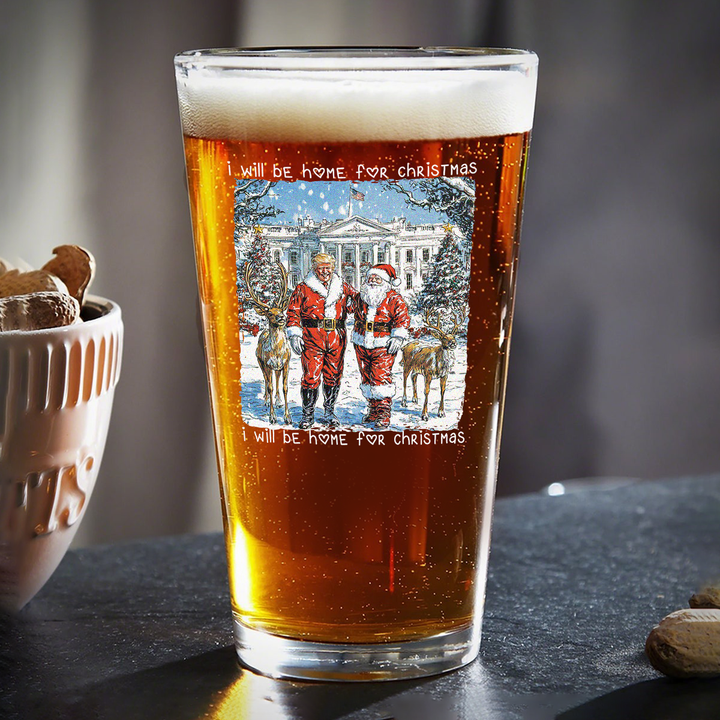 Trump Santa I Will Be Home For Christmas Beer Glass HA75 63659