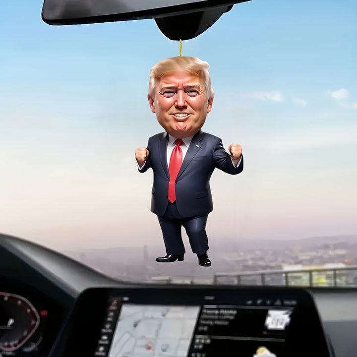 1pc Trump Cartoon Acrylic 2D Car Decor - Versatile Hanging Ornament for Rearview Mirror, Keychain, Phone Case & More 681644