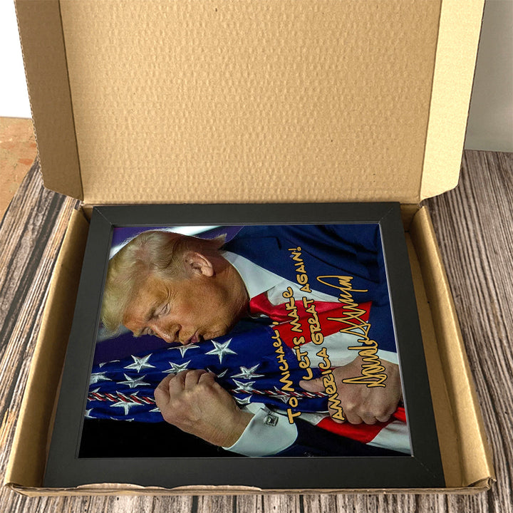 President Donald Trump Hugging Flag Picture Frame HA75 63632