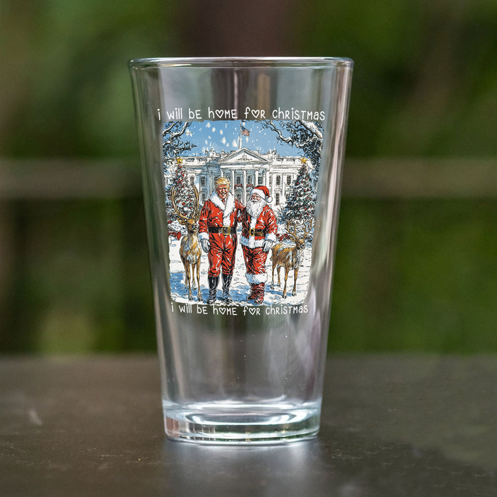 Trump Santa I Will Be Home For Christmas Beer Glass HA75 63659