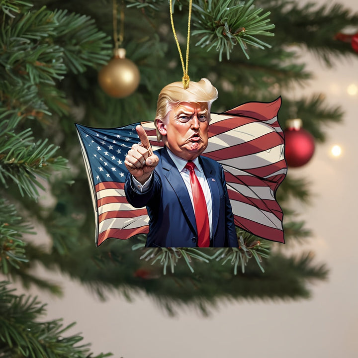 Make America Great Again" Trump Acrylic Ornament - Perfect for Car & Christmas Tree Decor, Collectible Hanging Holiday Accessory, Ideal Gift