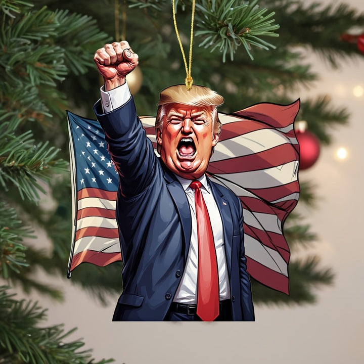 Make America Great Again" Trump Acrylic Ornament - Perfect for Car & Christmas Tree Decor, Collectible Hanging Holiday Accessory, Ideal Gift