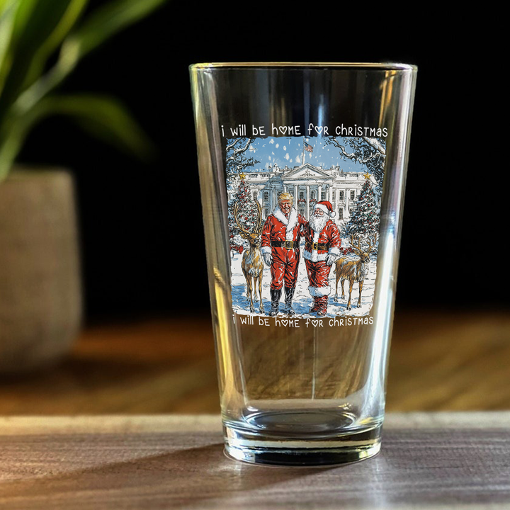 Trump Santa I Will Be Home For Christmas Beer Glass HA75 63659