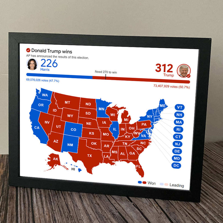 Donald Trump Wins Election Results Picture Frame HO82 65270