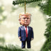 Trump-Inspired Acrylic Christmas & Halloween Decor - Sparkling Hanging Ornament for Car Interiors & Tree, Perfect Holiday Gift Idea - 681574