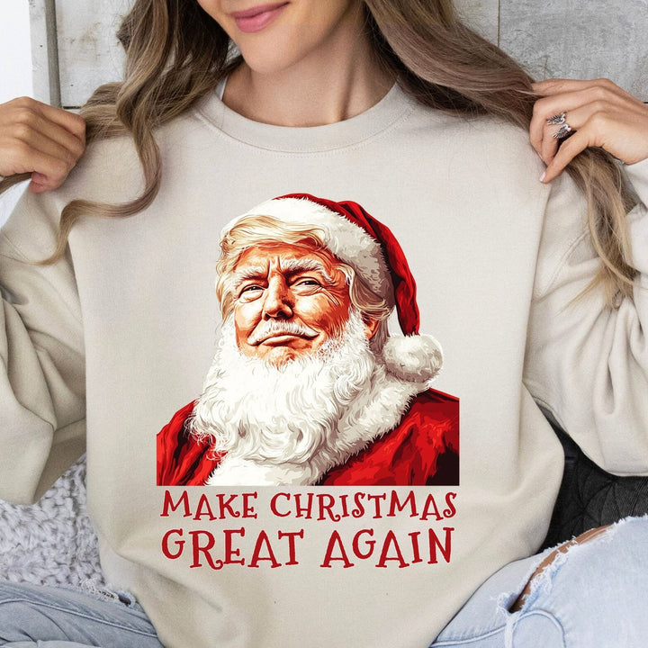 Make Christmas Great Again Sweatshirt, Funny Santa Claus Trump Sweatshirt, Trump Supporters 2024 Ugly Sweatshirt T1681 - GOP