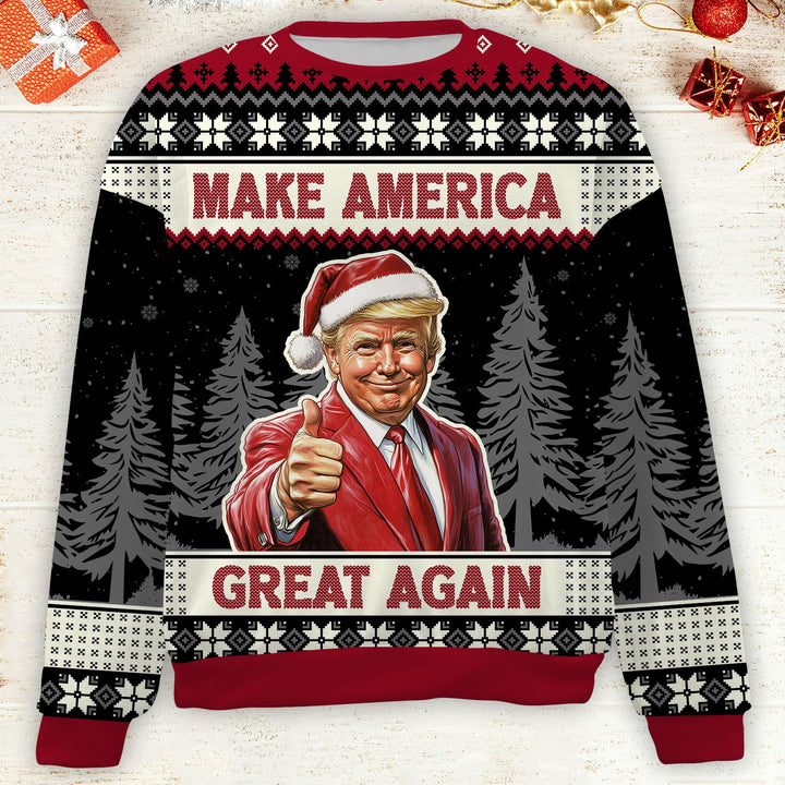 Make America Great Again, Trump 2024 Ugly Sweater, Trump Supporters Christmas All-Over-Printed Sweatshirt C1741 - GOP