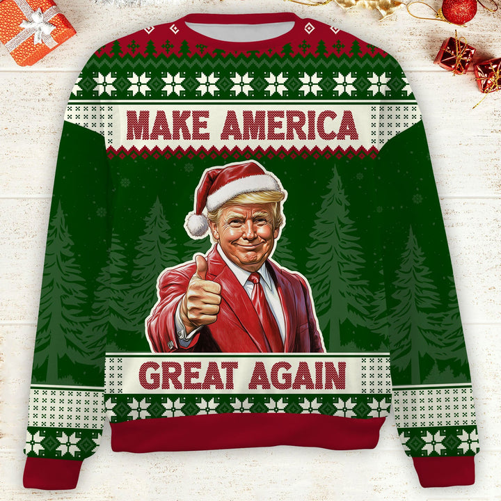 Make America Great Again, Trump 2024 Ugly Sweater, Trump Supporters Christmas All-Over-Printed Sweatshirt C1741 - GOP