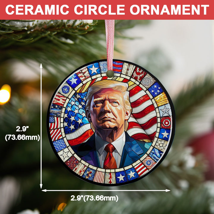 Trump In Stained Glass Style, Election 2024 Support Ceramic Ornament, Perfect for Car & Christmas Tree Decor T1668 - GOP