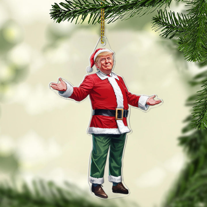 Trump Red Santa, Christmas Trump Acrylic Ornament | Perfect for Car & Christmas Tree Decor C1619 - GOP