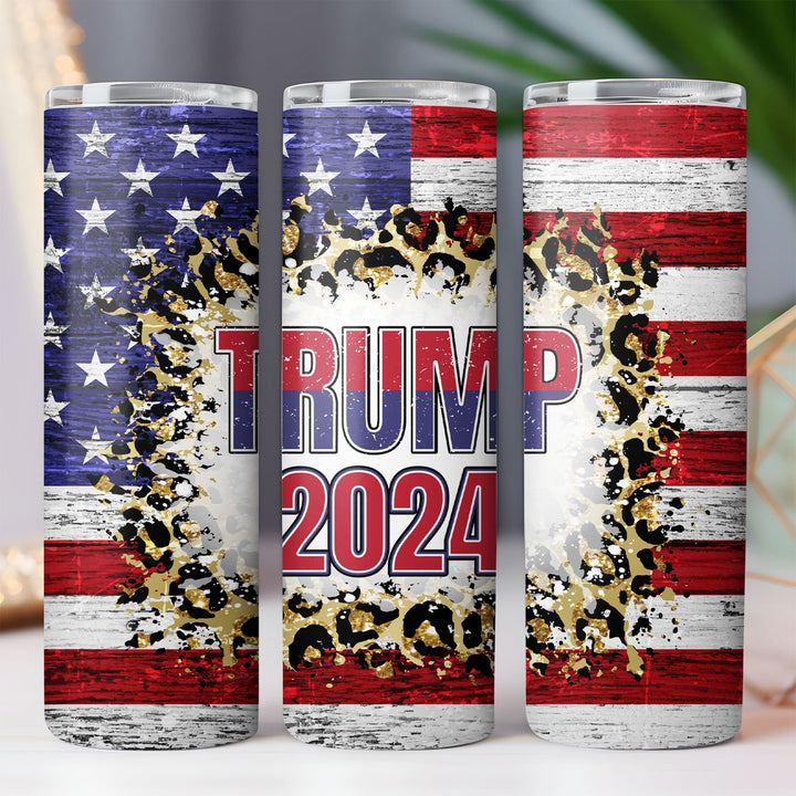 TRUMP 2024 USA Flag | Donald Trump Homage | Donald Trump Fan Skinny Tumbler C929 - GOP 62435