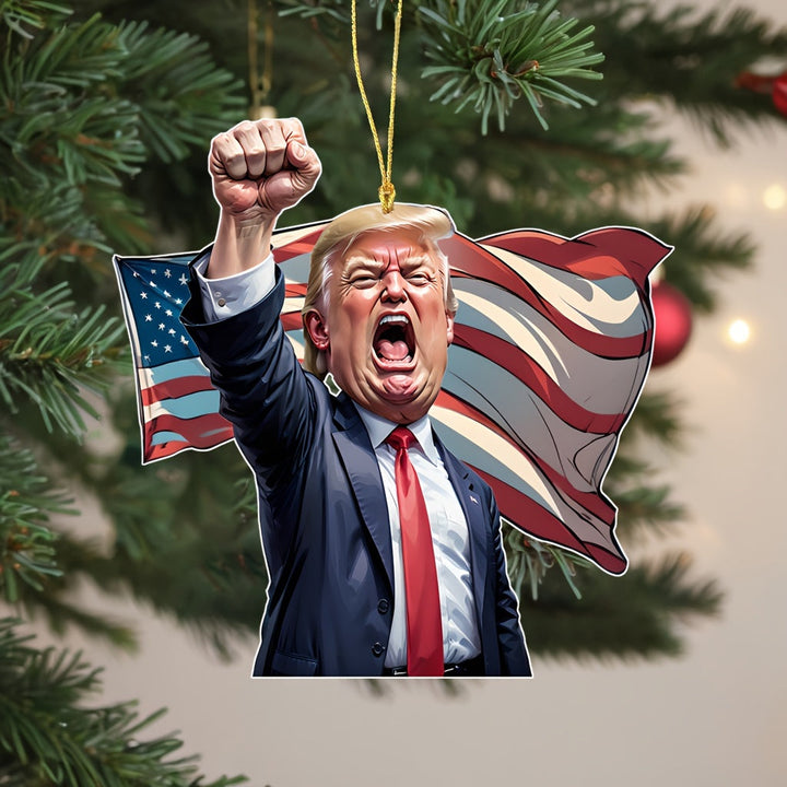 Make America Great Again" Trump Acrylic Ornament - Perfect for Car & Christmas Tree Decor, Collectible Hanging Holiday Accessory, Ideal Gift