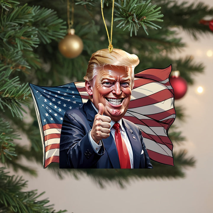 Make America Great Again" Trump Acrylic Ornament - Perfect for Car & Christmas Tree Decor, Collectible Hanging Holiday Accessory, Ideal Gift